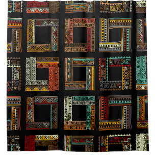 Abstract ethnic frames, seamless pattern shower curtain