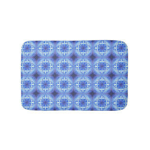 Abstract ethnic geometric blue pattern bath mat