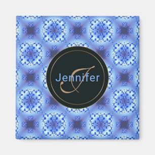 abstract ethnic geometric blue pattern. magnet