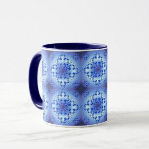 Abstract ethnic geometric blue pattern mug