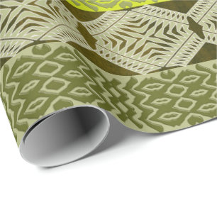 abstract ethnic geometric green striped pattern. wrapping paper