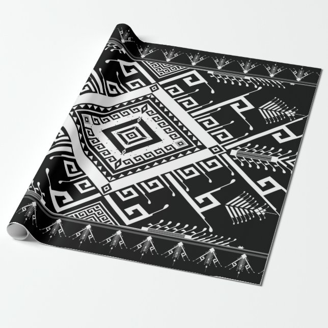 Abstract ethnic geometric pattern background desig wrapping paper (Unrolled)