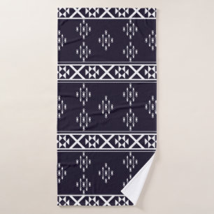 Abstract ethnic geometric pattern design Blue back Bath Towel