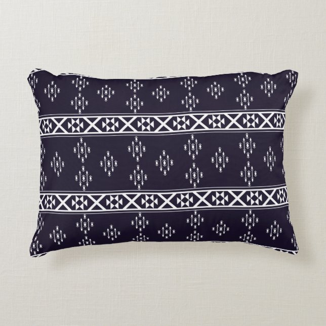 Abstract ethnic geometric pattern design Blue back Decorative Cushion (Front)