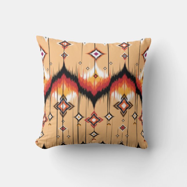 Abstract ethnic geometric pattern design, Ikat geo Cushion (Front)