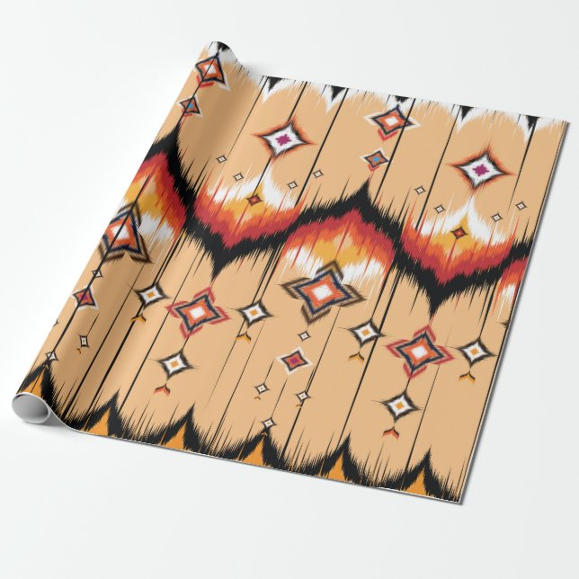 Abstract ethnic geometric pattern design, Ikat geo Wrapping Paper (Unrolled)