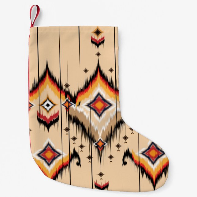 Abstract ethnic geometric pattern design, illustra small christmas stocking (Front)