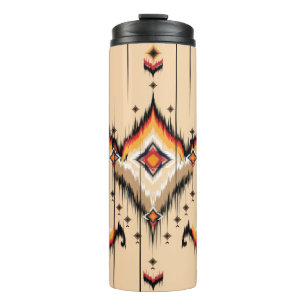 Abstract ethnic geometric pattern design, illustra thermal tumbler