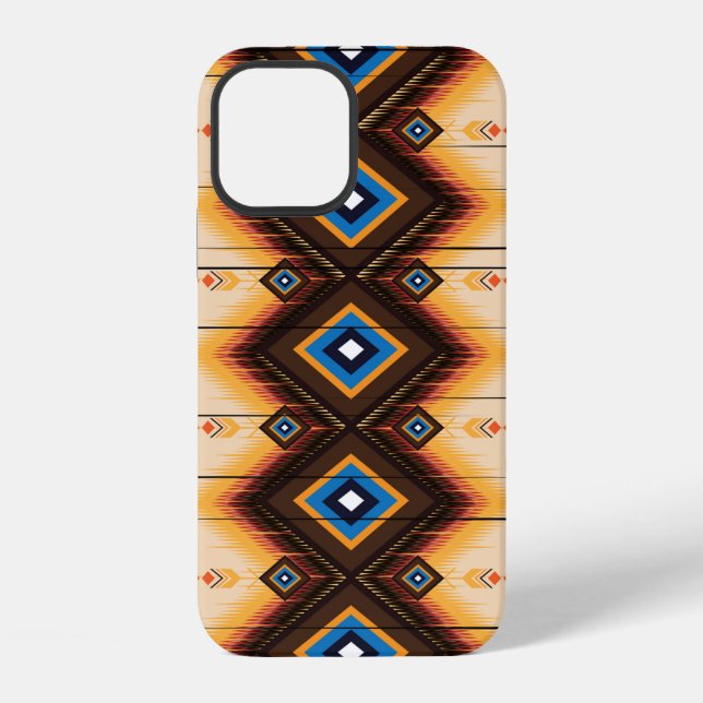 Abstract ethnic geometric pattern design, vintage, iPhone case (Back)