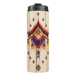 Abstract ethnic geometric pattern, Ikat geometric Thermal Tumbler