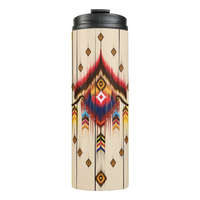 Abstract ethnic geometric pattern, Ikat geometric  Thermal Tumbler (Front)