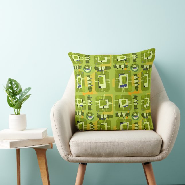 Abstract Ethnic Matrix - Lime Green Orange Cushion (Chair)