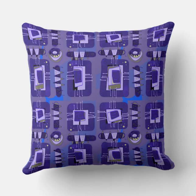 Abstract Ethnic Matrix - Mauve Blue Olive Cushion (Back)