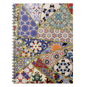 Abstract ethnic spanish tile patchwork hand drawn, notebook