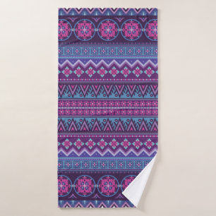 Abstract ethnic stripe pattern, ornamental vintag bath towel