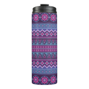 Abstract ethnic stripe pattern, ornamental vintag thermal tumbler