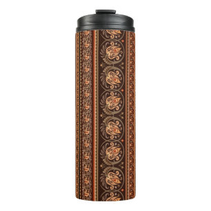 Abstract ethnic stripy ornamental vintage backgrou thermal tumbler