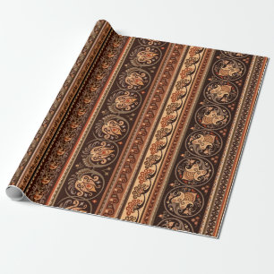 Abstract ethnic stripy ornamental vintage backgrou wrapping paper