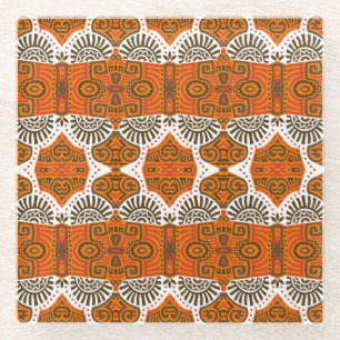 Abstract ethnic: trendy vintage boho. glass coaster