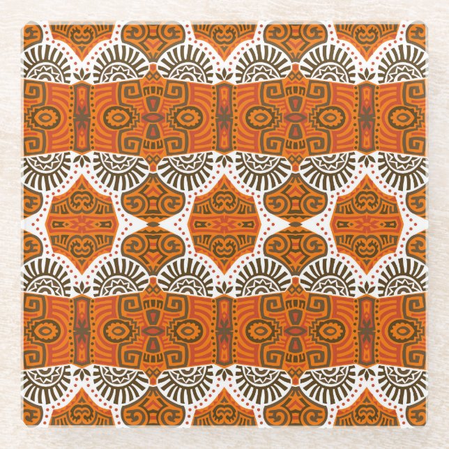 Abstract ethnic: trendy vintage boho. glass coaster (Front)