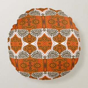 Abstract Ethnic vintage Seamless Pattern. Trendy b Round Cushion