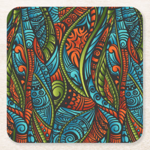 Abstract ethnic wallpaper square paper coaster