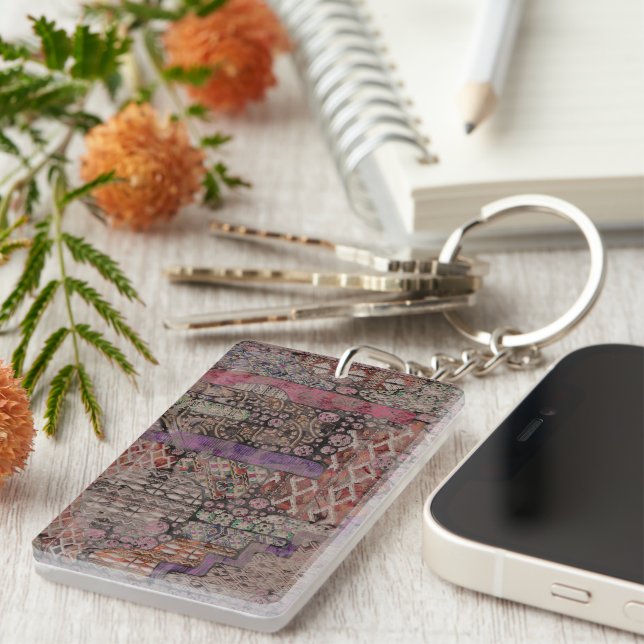 Abstract Ethno Pattern - Folklore Art 1 Key Ring (Front Right)