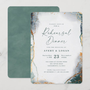 Abstract Eucalyptus Green Wedding Rehearsal Dinner Invitation