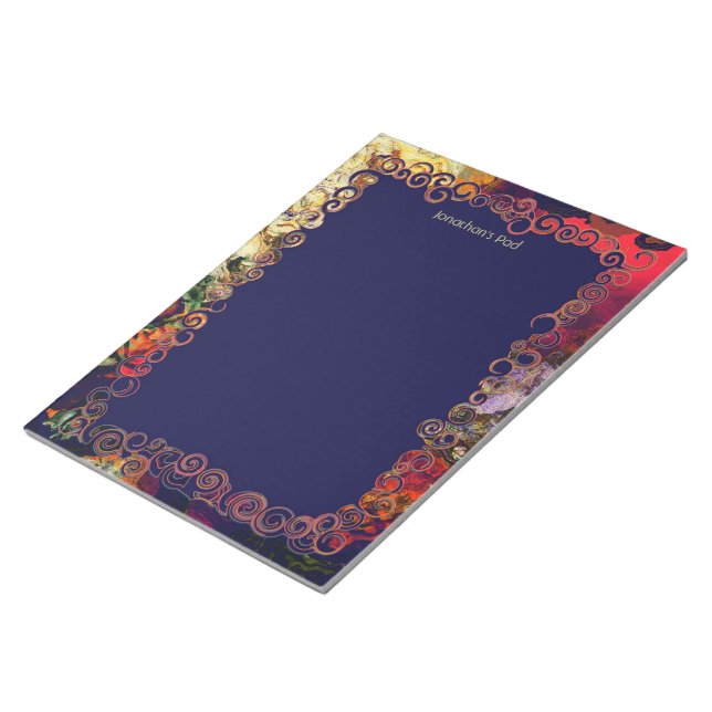 Abstract Evening Red, Cream & Midnight Notepad (Angled)