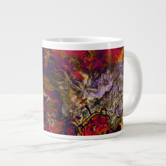 Abstract Evening Red, Cream & Midnight Swirl Large Coffee Mug