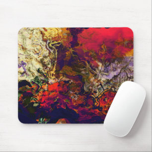 Abstract Evening Red, Cream & Midnight Swirl Mouse Mat