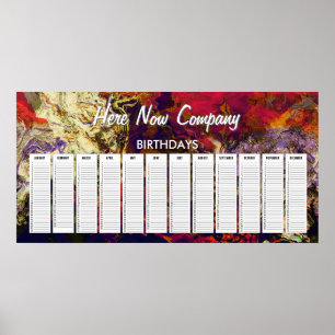 Abstract Evening Red, Cream & Midnight Swirl Poster