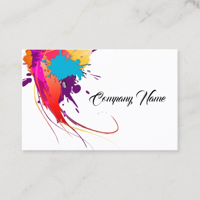 Abstract Exotic Butterfly Ink Splatters Business Card (Front)
