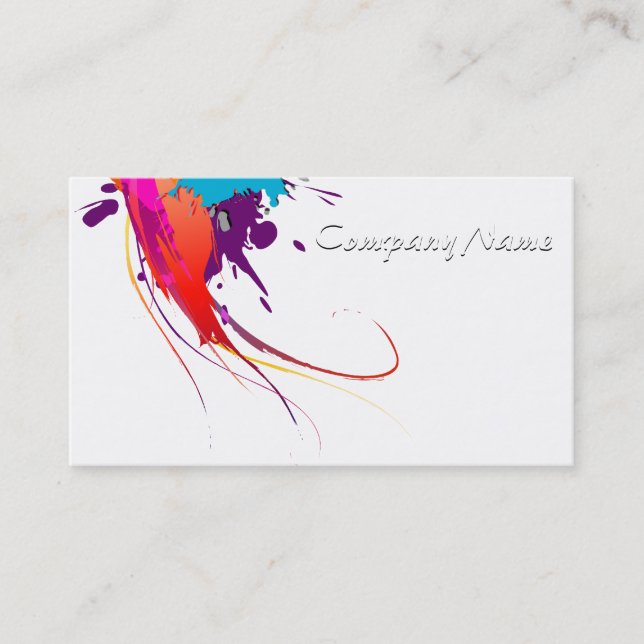 Abstract Exotic Butterfly Paint Splatters Business Card (Front)