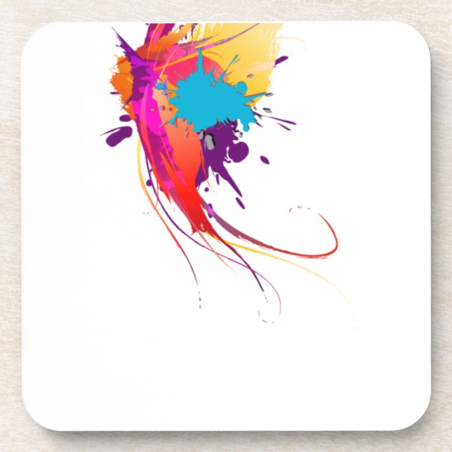 Abstract Exotic Butterfly Paint Splatters Coaster (Front)