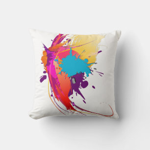 Abstract Exotic Butterfly Paint Splatters Cushion