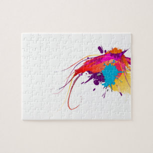 Abstract Exotic Butterfly Paint Splatters Jigsaw Puzzle