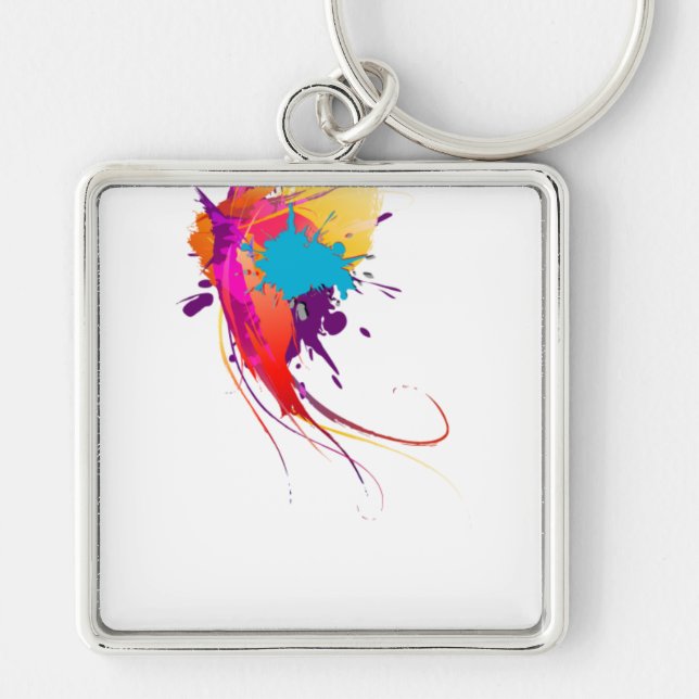 Abstract Exotic Butterfly Paint Splatters Key Ring (Front)