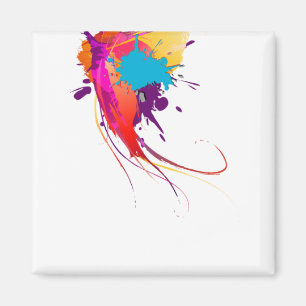 Abstract Exotic Butterfly Paint Splatters Magnet