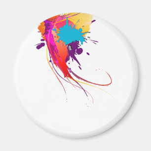 Abstract Exotic Butterfly Paint Splatters Magnet