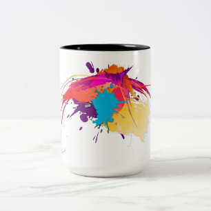 Abstract Exotic Butterfly Paint Splatters Two-Tone Coffee Mug