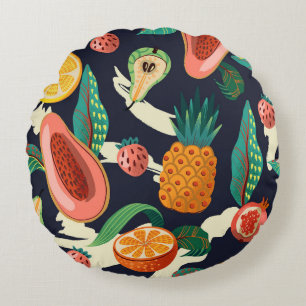 Abstract Exotic Fruits: Textured Seamless Round Cushion