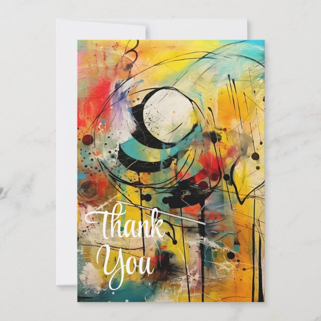Abstract explosion of vibrant colours and dynamic  invitation (Front)