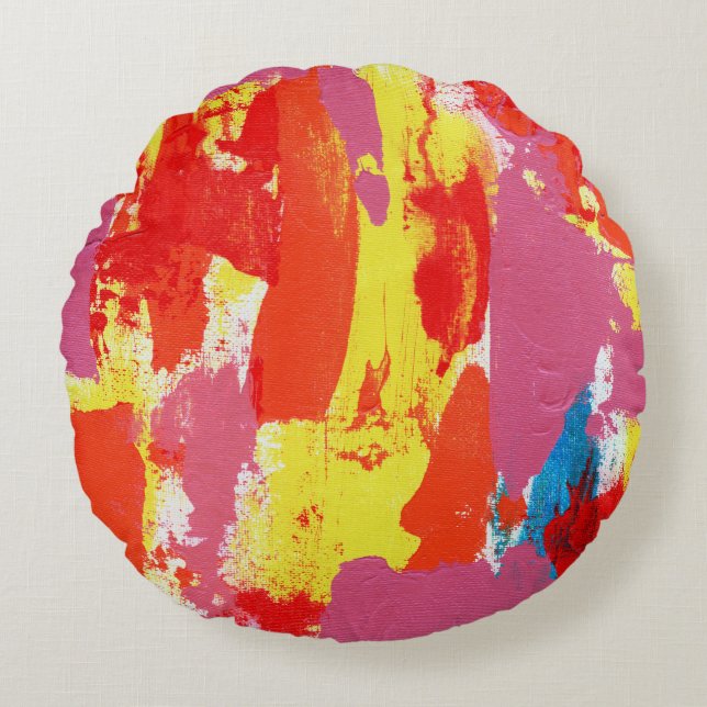 Abstract Expression No.7 by Michael Moffa Round Cushion (Front)