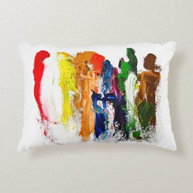 Abstract Expression of Human Figures in Motion Decorative Cushion (Front)