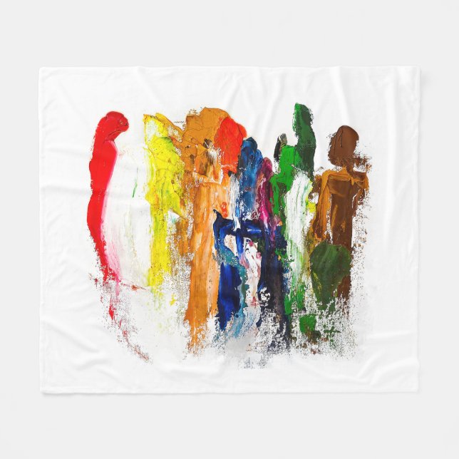 Abstract Expression of Human Figures in Motion Fleece Blanket (Front (Horizontal))