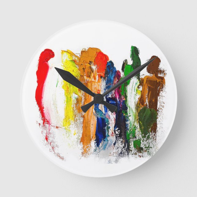 Abstract Expression of Human Figures in Motion Round Clock (Front)