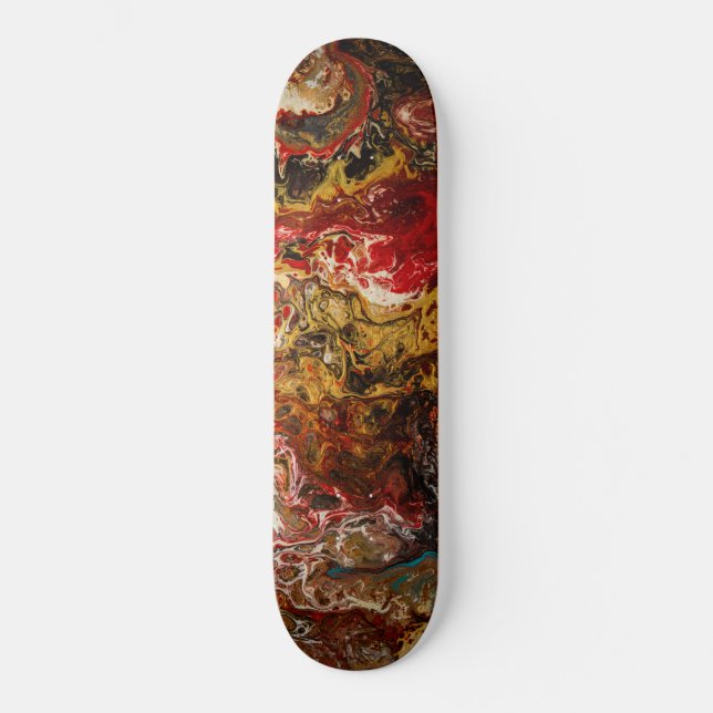 Abstract Expressionism Black Gold & Red Skateboard (Front)