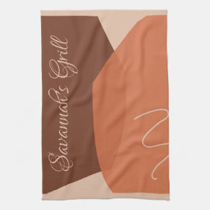 Abstract Expressionism Brown & Terracotta Shapes  Tea Towel