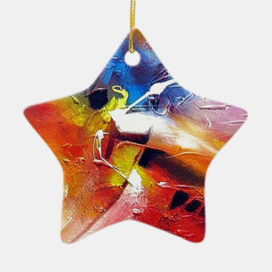 Abstract Expressionism Painting Ceramic Tree Decoration